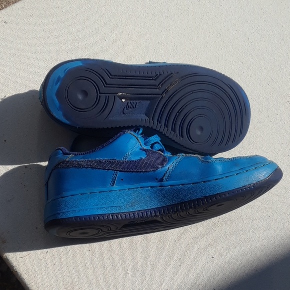 Nike Air Force 1 blue youth trainers sneakers - Picture 5 of 8